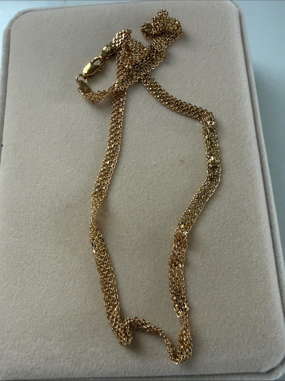 Gold plated - Gold Tone Rope Chain Necklace - great quality necklace marked 750